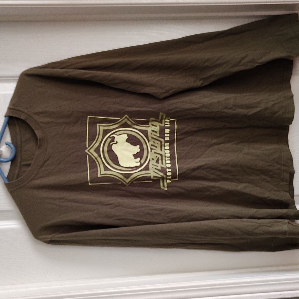 Men's Long Sleeve 100% Cotton Tee - Olive
